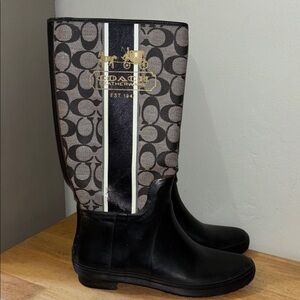 Coach Black and Gray Signature Rain Boots